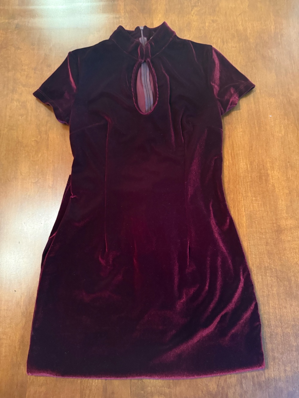 Urban Outfitters Burgundy Velvet Keyhole Mini Dress